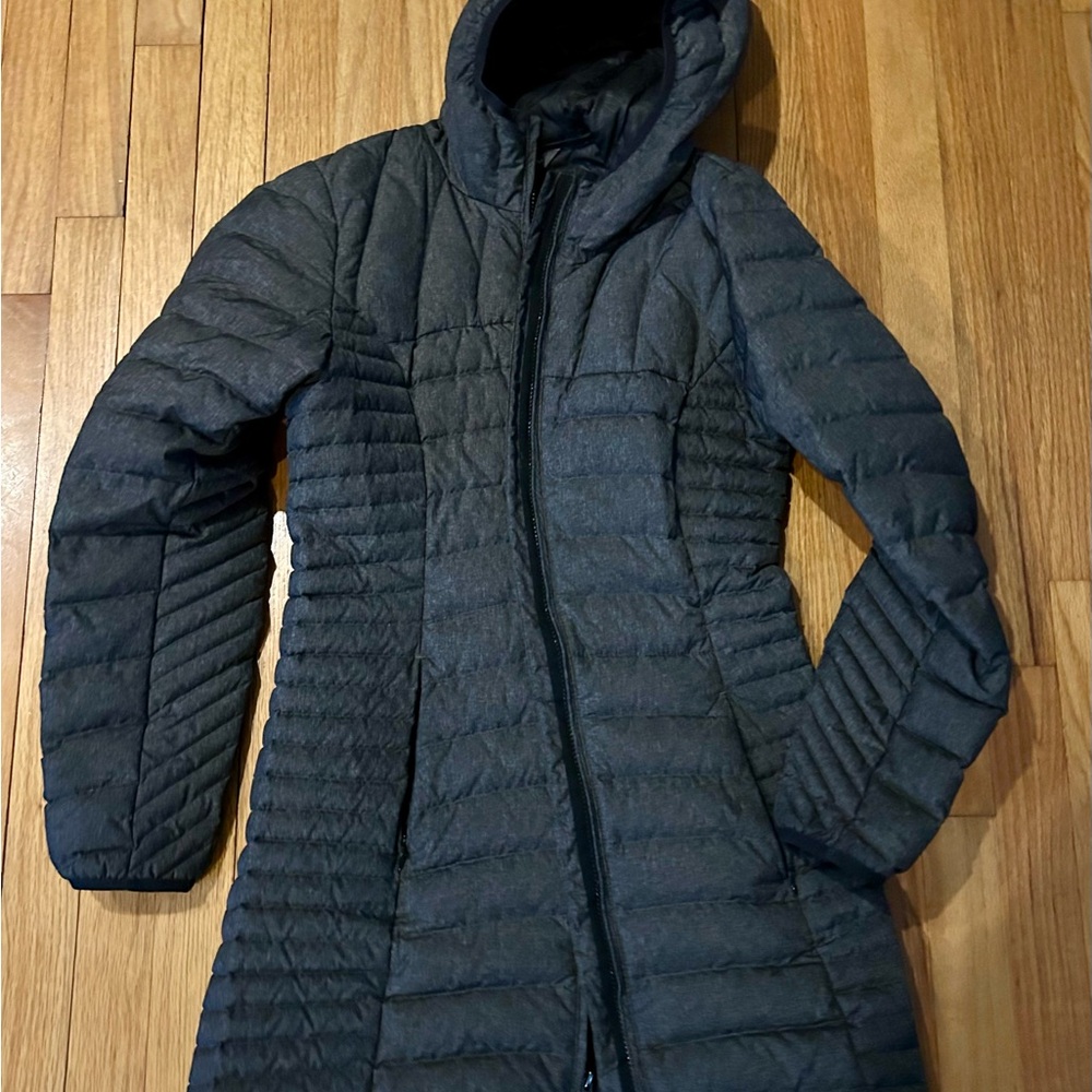 Eddie Bauer Women's Long Quilted Hooded Puffer Coat - Charcoal Gray